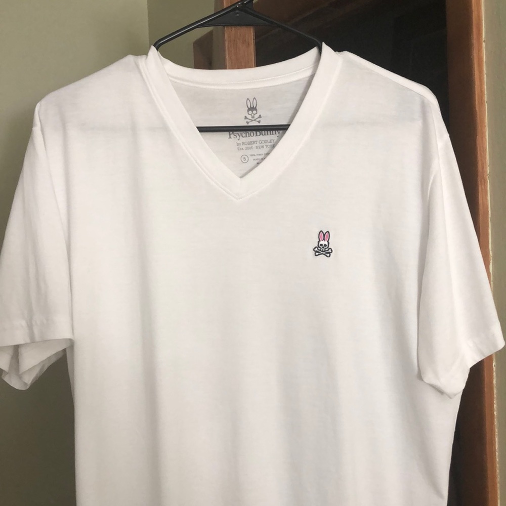 Psycho Bunny Men’s V Neck Tee - White
